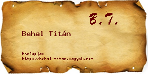 Behal Titán névjegykártya